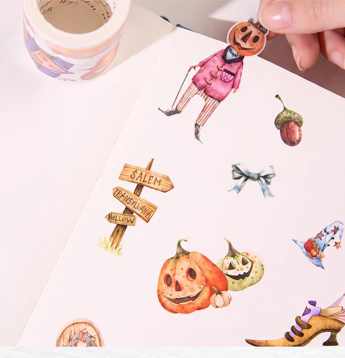 Pre-cut maskeringstape til journaling (5 m/rulle) Halloween