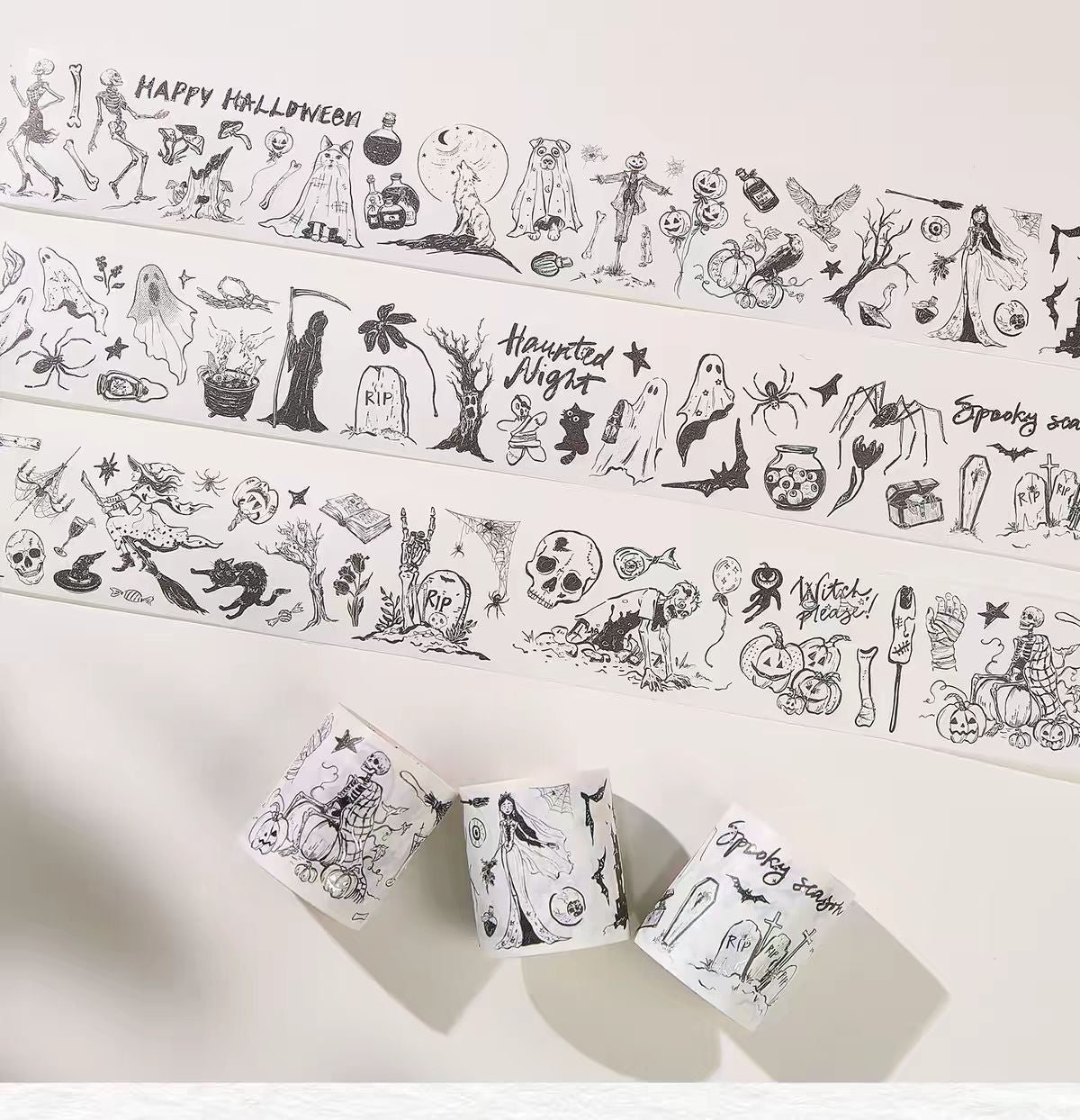 Journal pre-cut Seashell silver tape (5m/roll) Halloween (3 rolls/set)