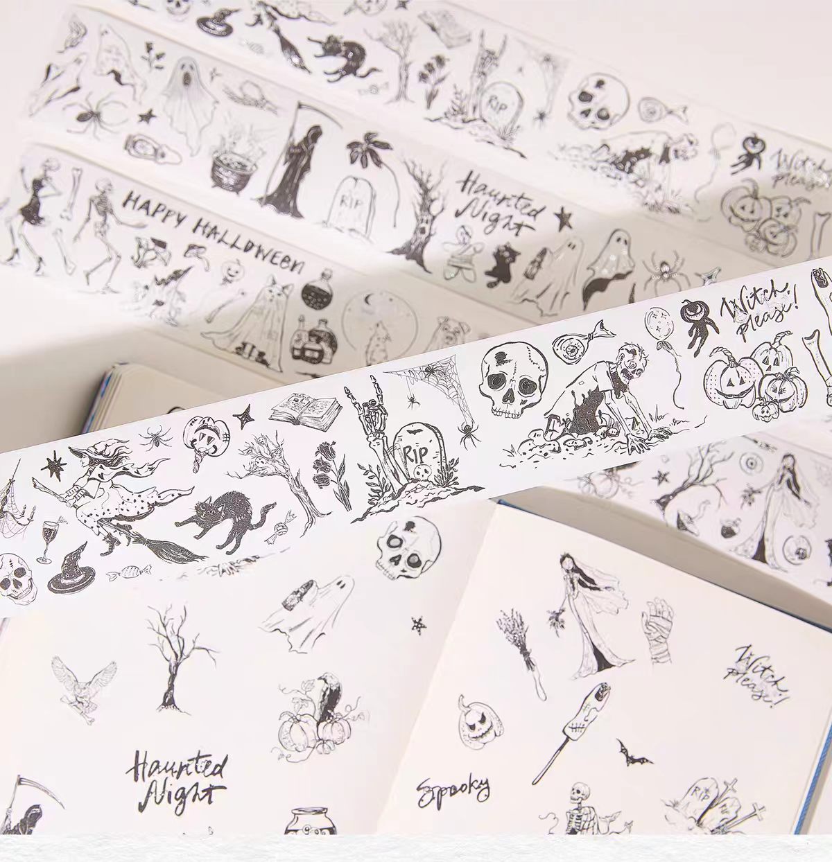 Journal pre-cut Seashell silver tape (5m/roll) Halloween (3 rolls/set)