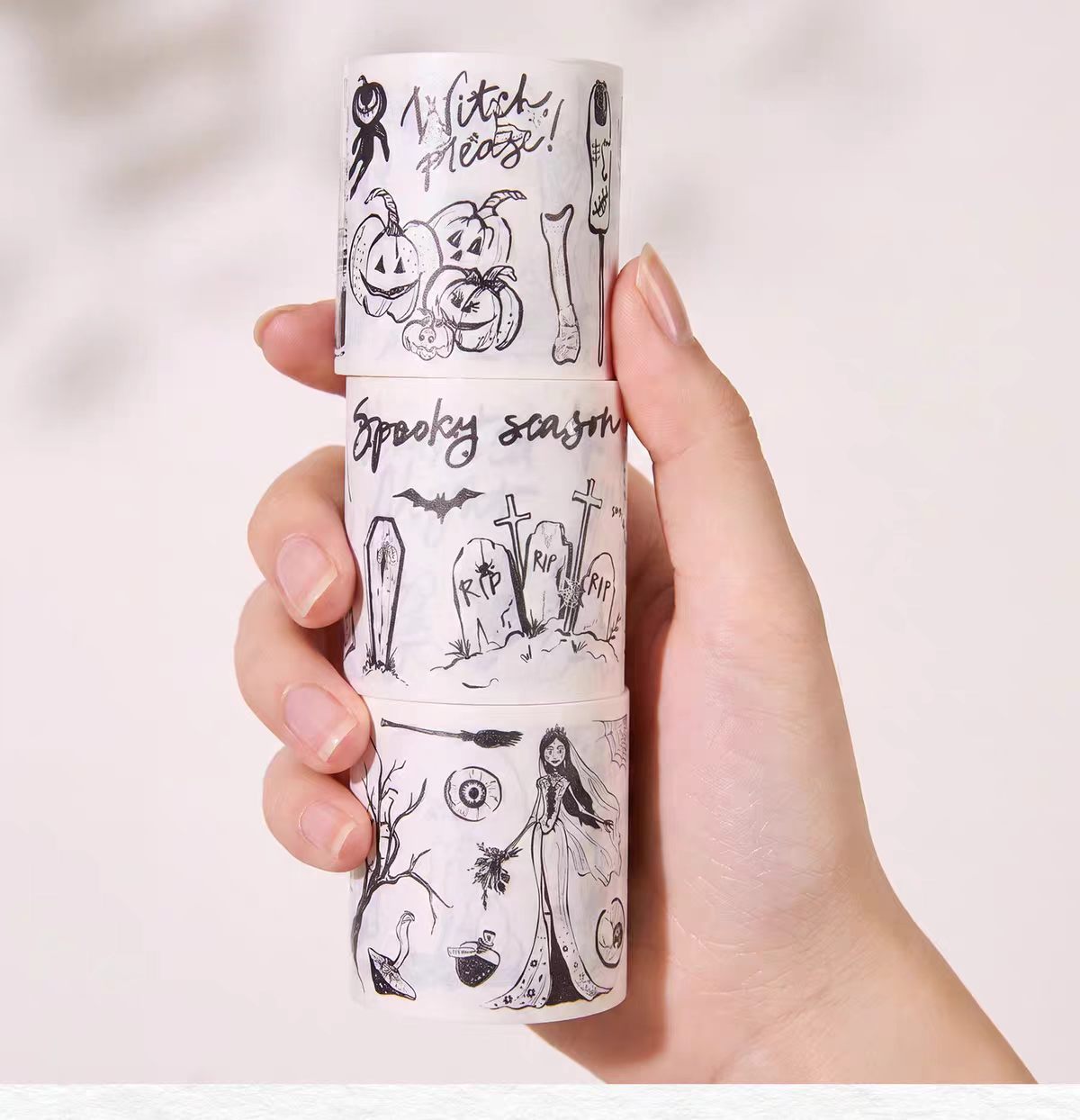 Journal pre-cut Seashell silver tape (5m/roll) Halloween (3 rolls/set)
