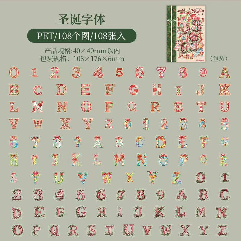 Journal PET sticker packs (108 pcs/pack) Christmas