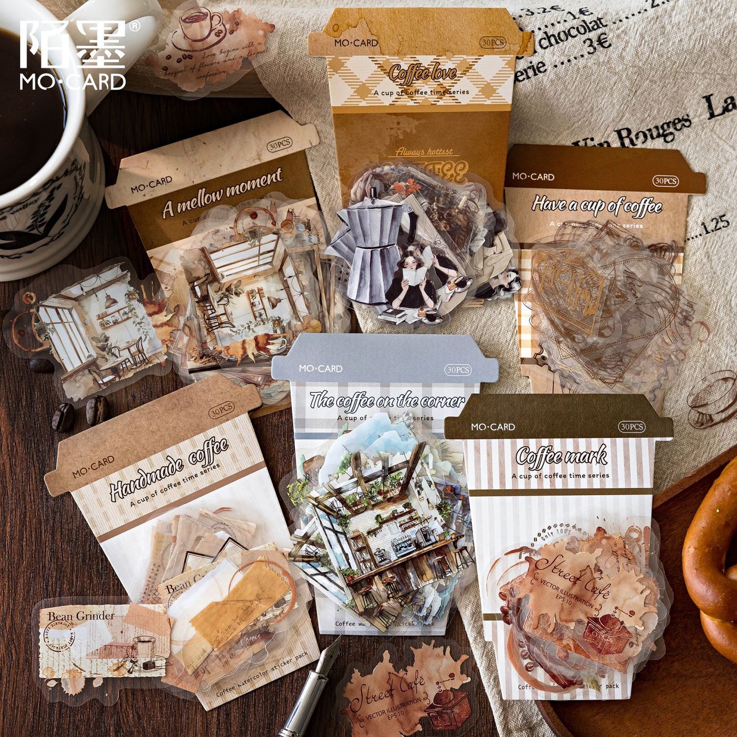 Journal PET sticker packs (Coffee)