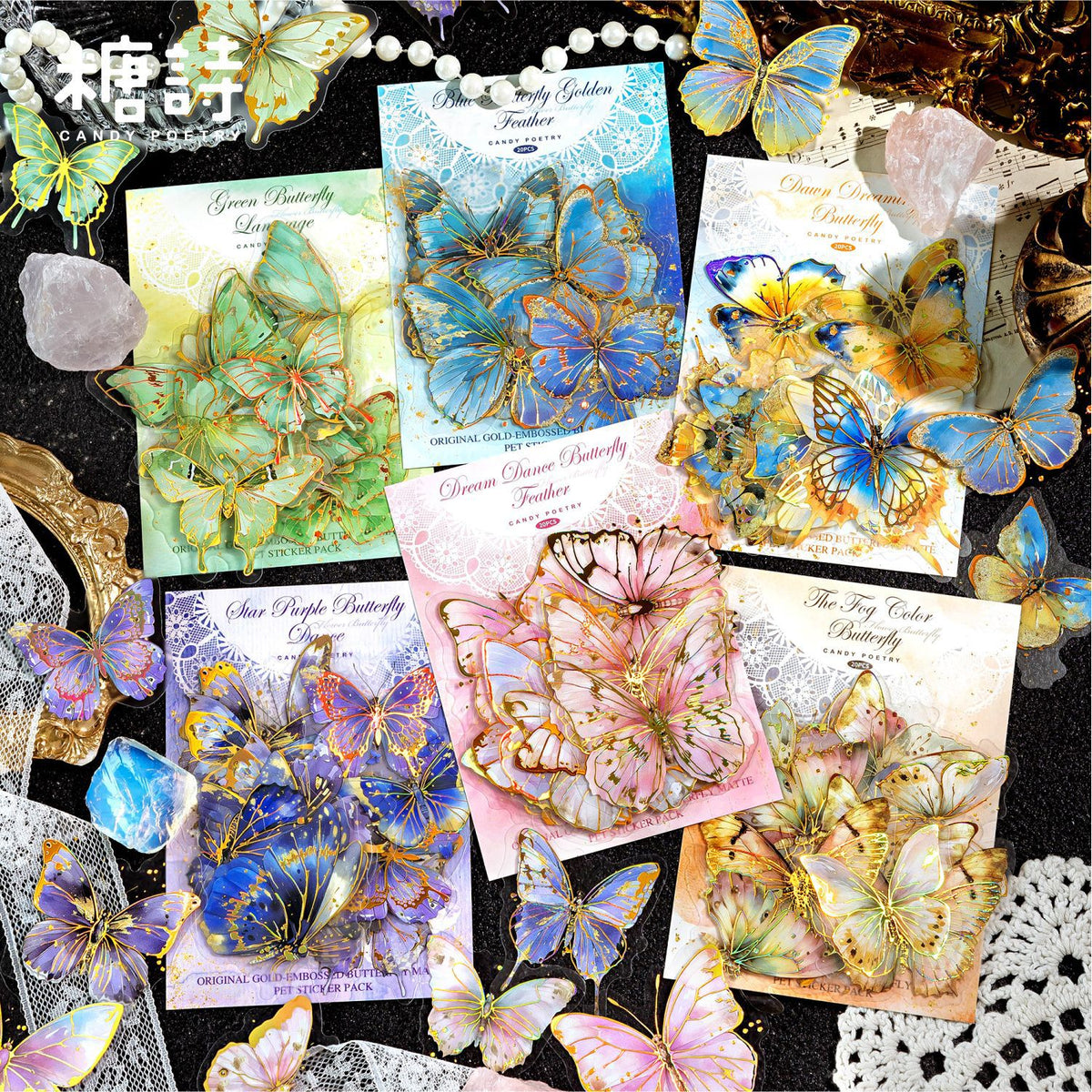 Packs de pegatinas PET para Bullet Journal (Mariposa)