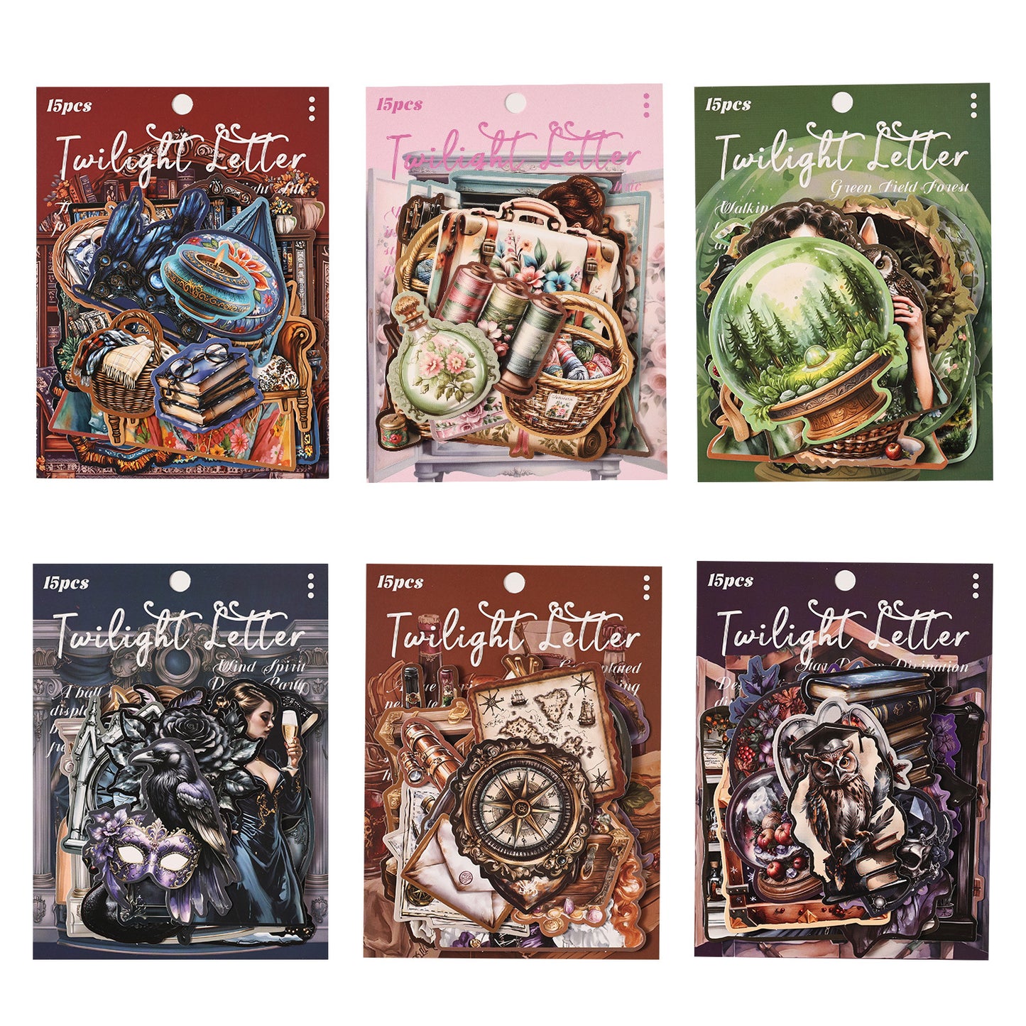 Journal hard card sticker packs (Dark style) 15pcs/pack