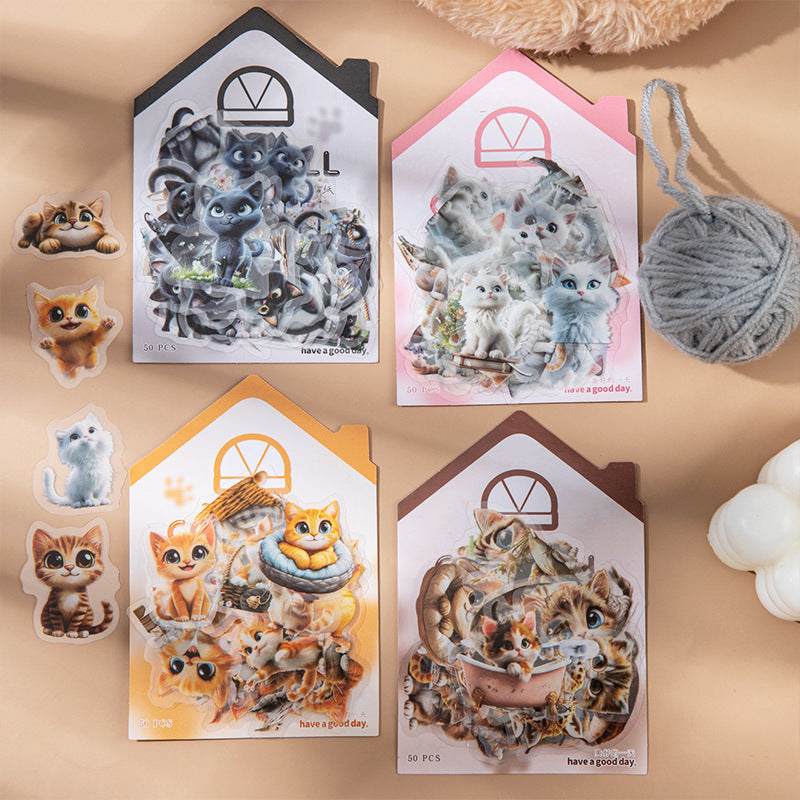 Journal PET sticker packs (Cute cat)