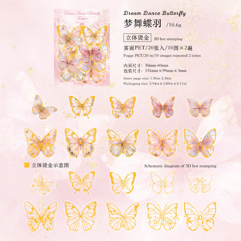 Packs de pegatinas PET para Bullet Journal (Mariposa)