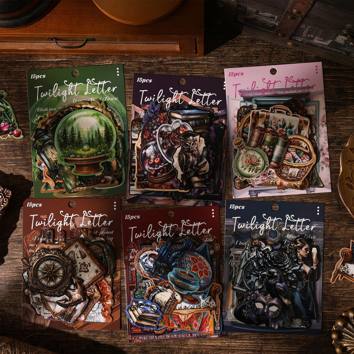Journal hard card sticker packs (Dark style) 15pcs/pack