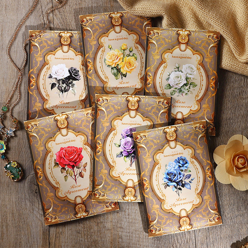 Paquetes de papel retro con rosas para diarios