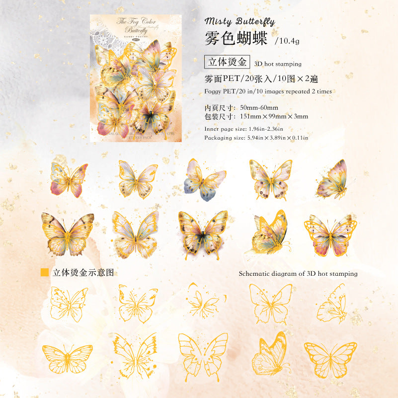 Packs de pegatinas PET para Bullet Journal (Mariposa)