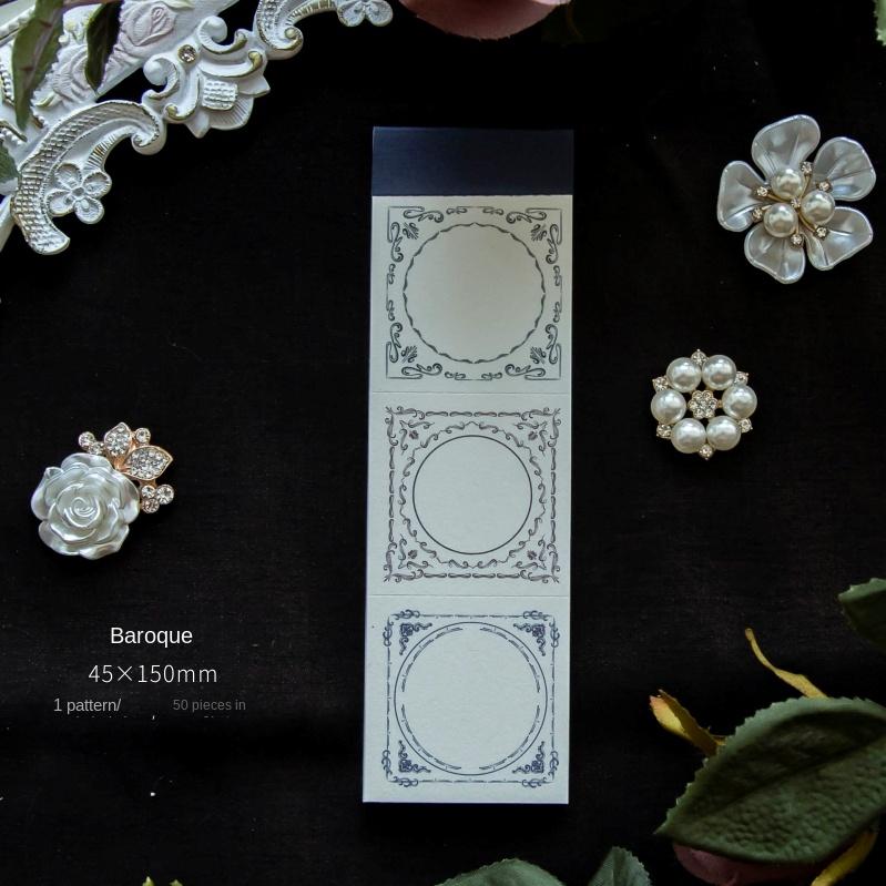 Retro blomsterramme europæisk kant blok med aftrivelige besked- og memoark uden lim journaldekoration materiale papir 50 ark