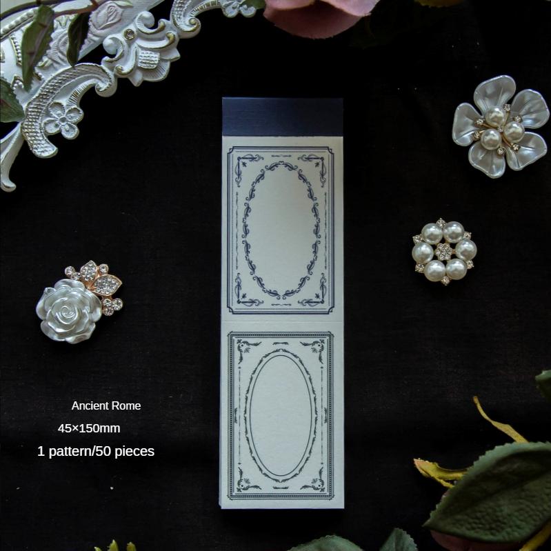 Retro blomsterramme europæisk kant blok med aftrivelige besked- og memoark uden lim journaldekoration materiale papir 50 ark