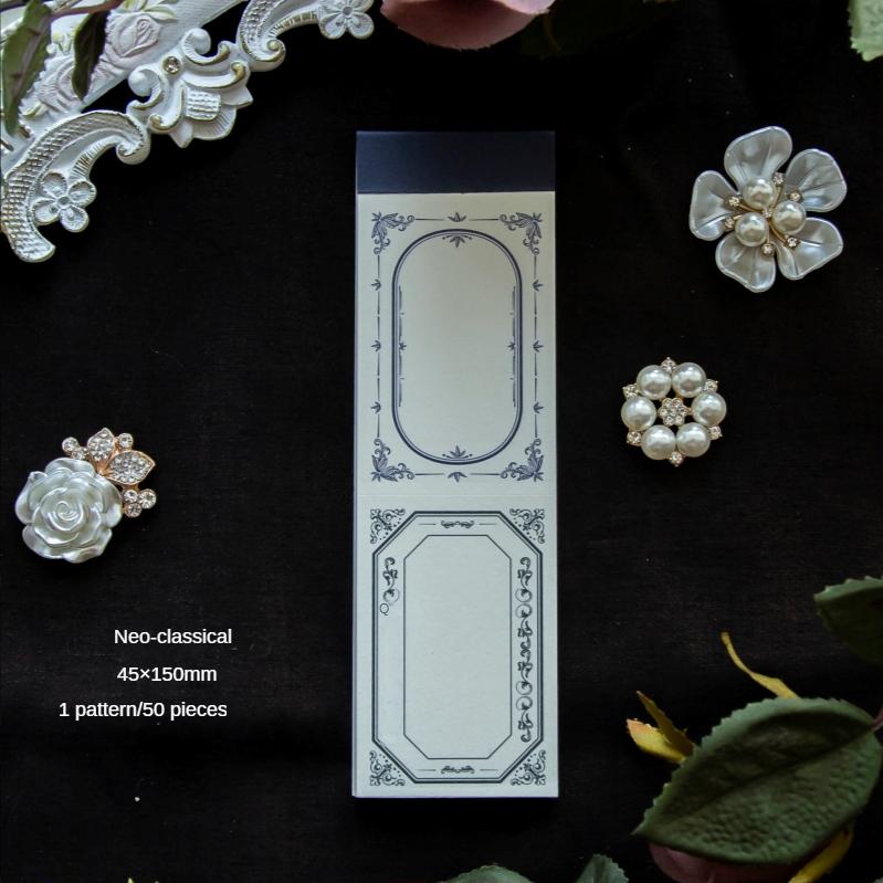 Retro blomsterramme europæisk kant blok med aftrivelige besked- og memoark uden lim journaldekoration materiale papir 50 ark