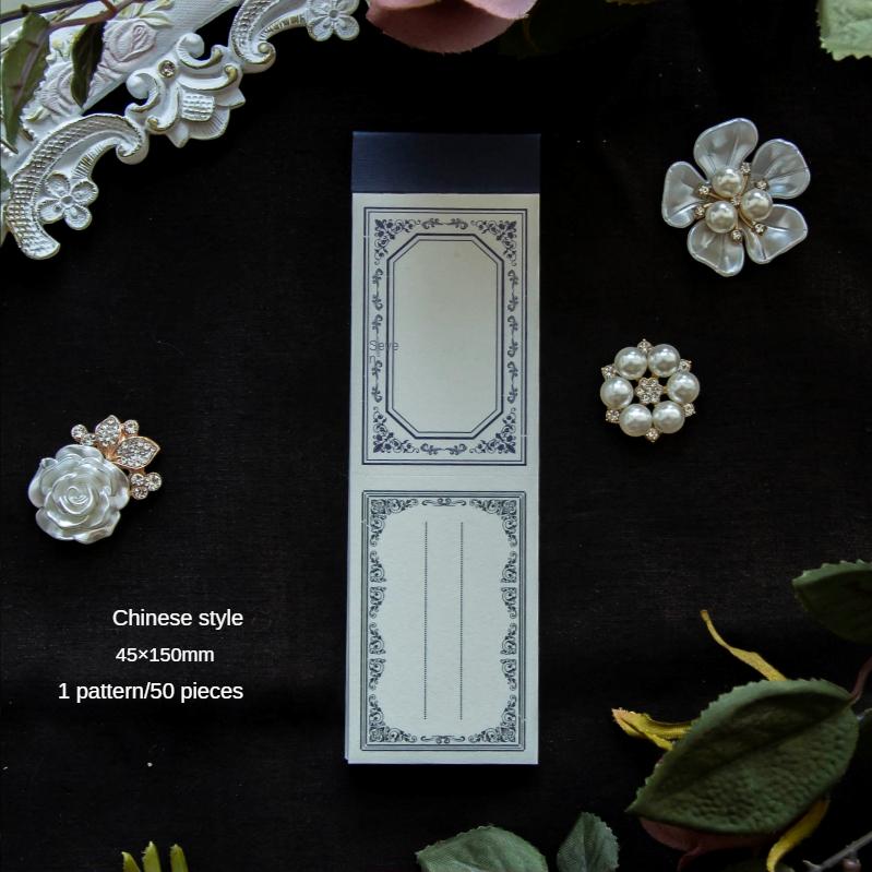 Retro blomsterramme europæisk kant blok med aftrivelige besked- og memoark uden lim journaldekoration materiale papir 50 ark
