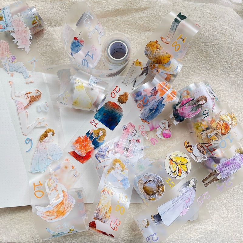 Journal tape (365-day calendar pre-cut tape set）8 rolls/set