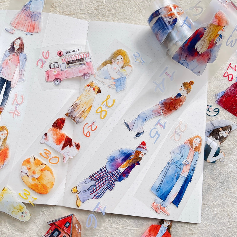 Journal tape (365-day calendar pre-cut tape set）8 rolls/set