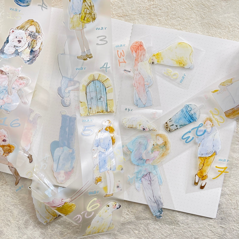 Journal tape (365-day calendar pre-cut tape set）8 rolls/set