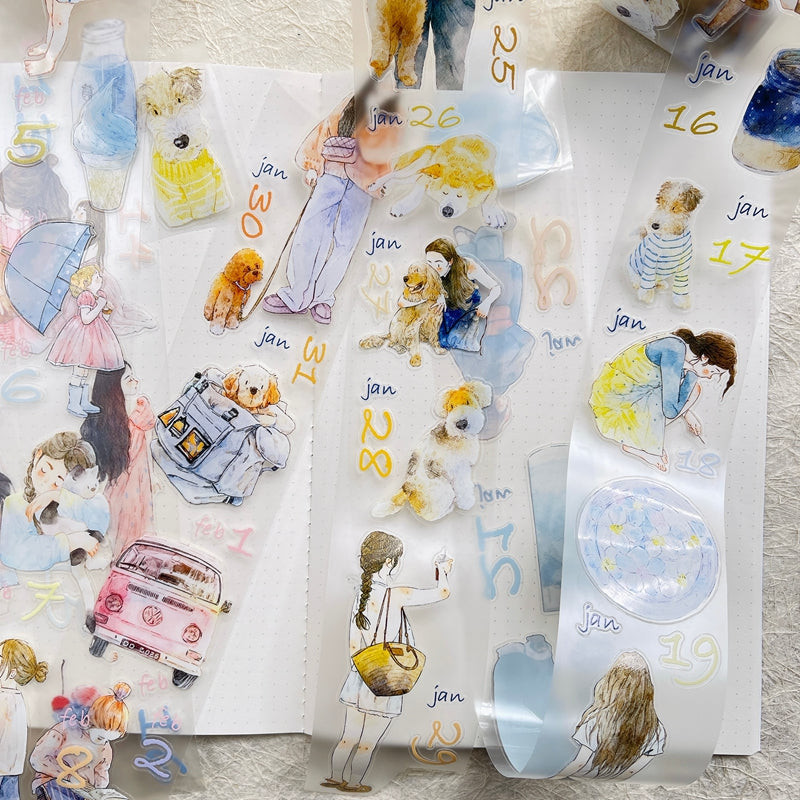 Journal tape (365-day calendar pre-cut tape set）8 rolls/set