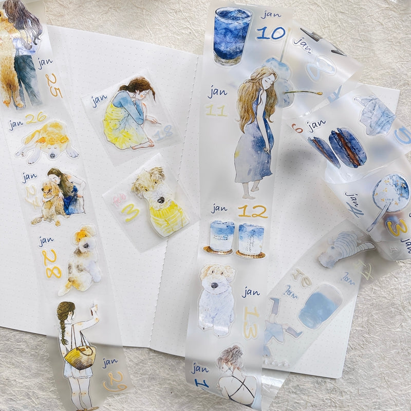 Journal tape (365-day calendar pre-cut tape set）8 rolls/set