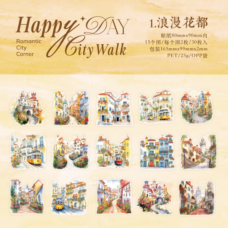 Journal sticker packs (City Tour Series) 30pcs/pack