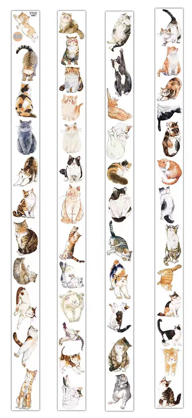 Journal Tape (hand drawn cat）6 meters/roll (Dingding)