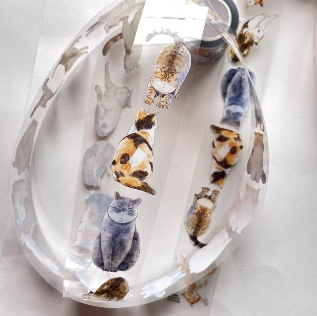 Journal Tape (hand drawn cat）6 meters/roll (Dingding)