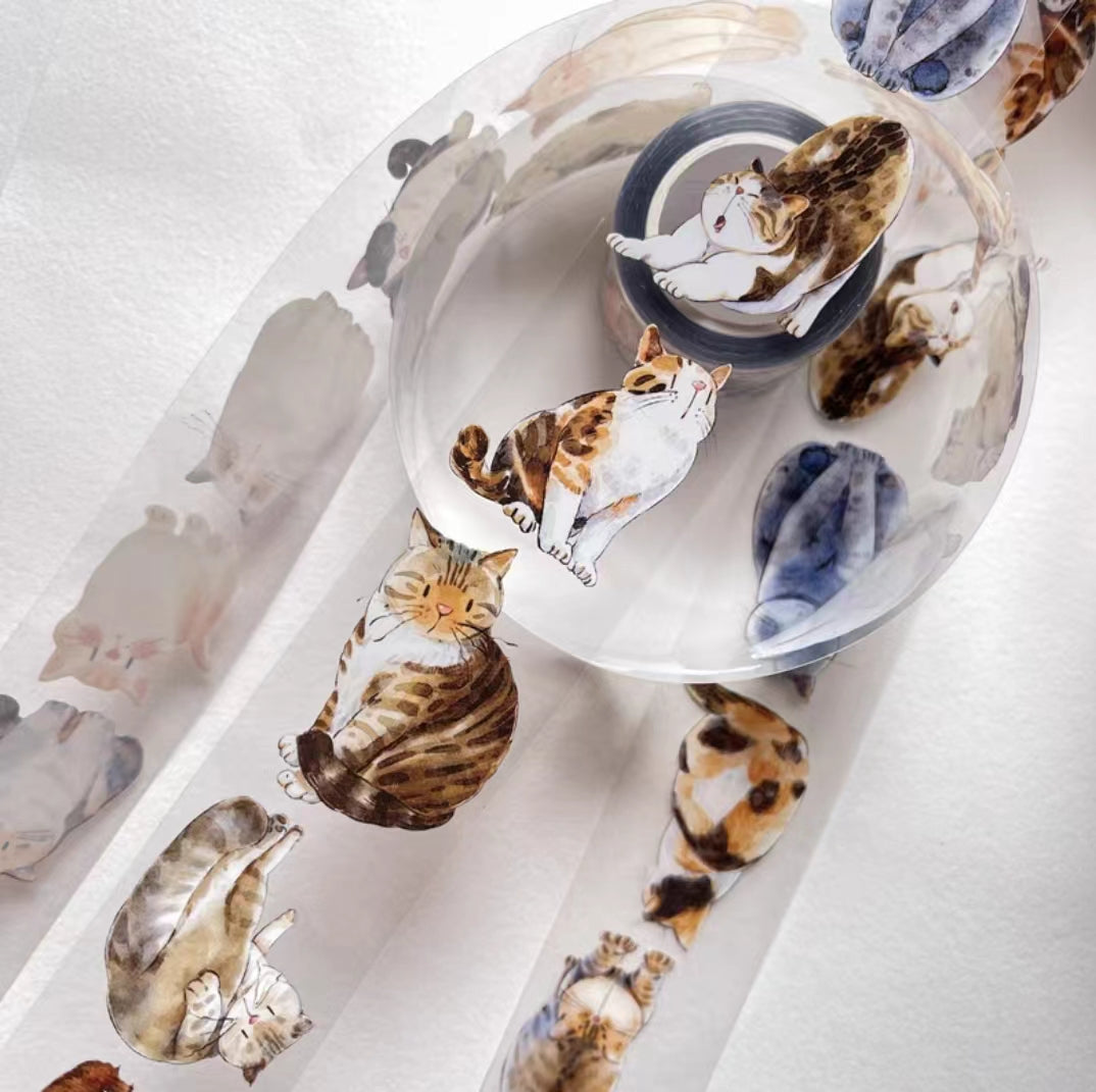 Journal Tape (hand drawn cat）6 meters/roll (Dingding)