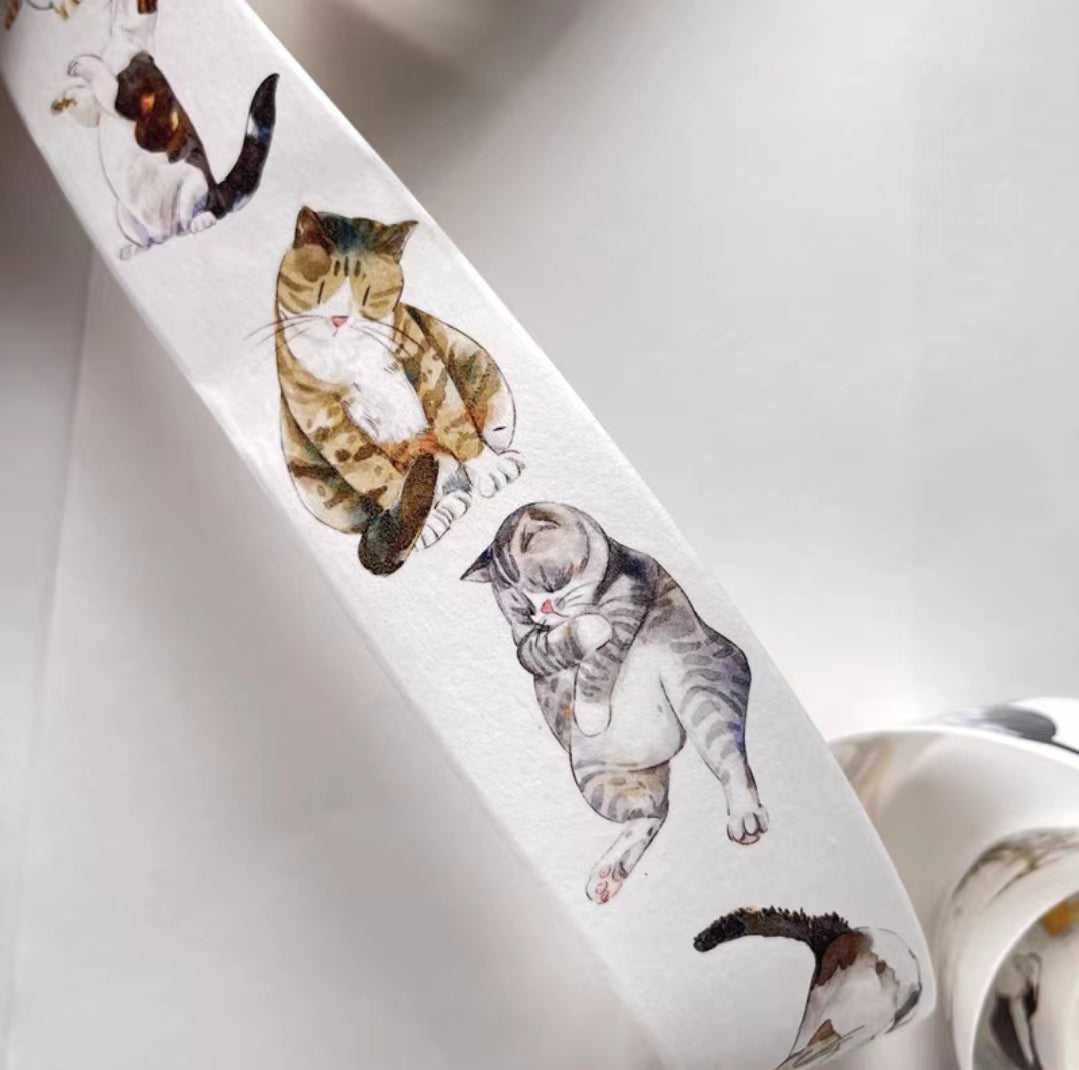 Journal Tape (hand drawn cat）6 meters/roll (Dingding)