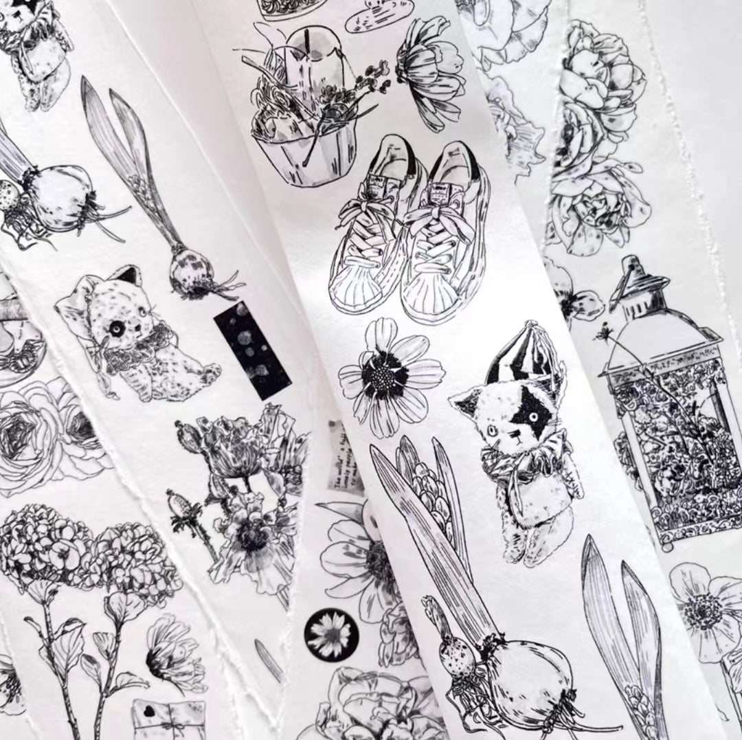 Journal Tape (black and white)  Dingding