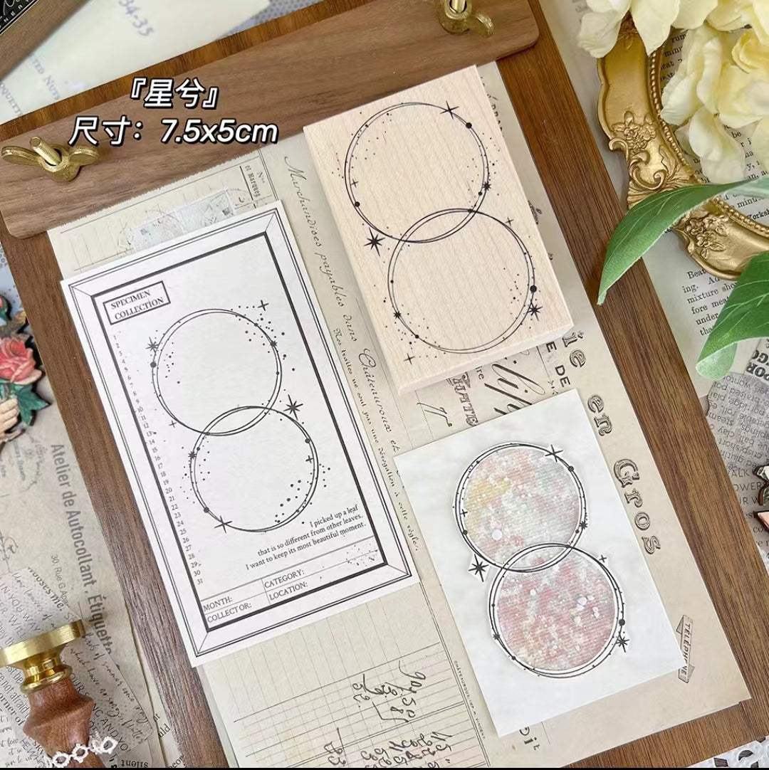 wooden seal （border butterfly text）