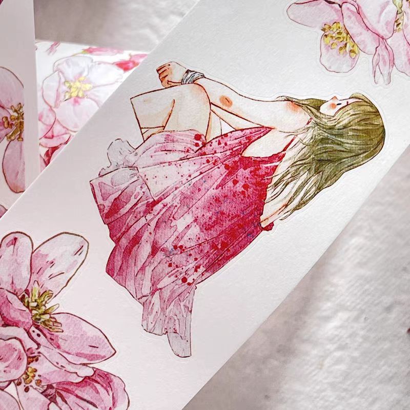 Journal Tape (flower and girl）6cm*5m/roll  Dingding