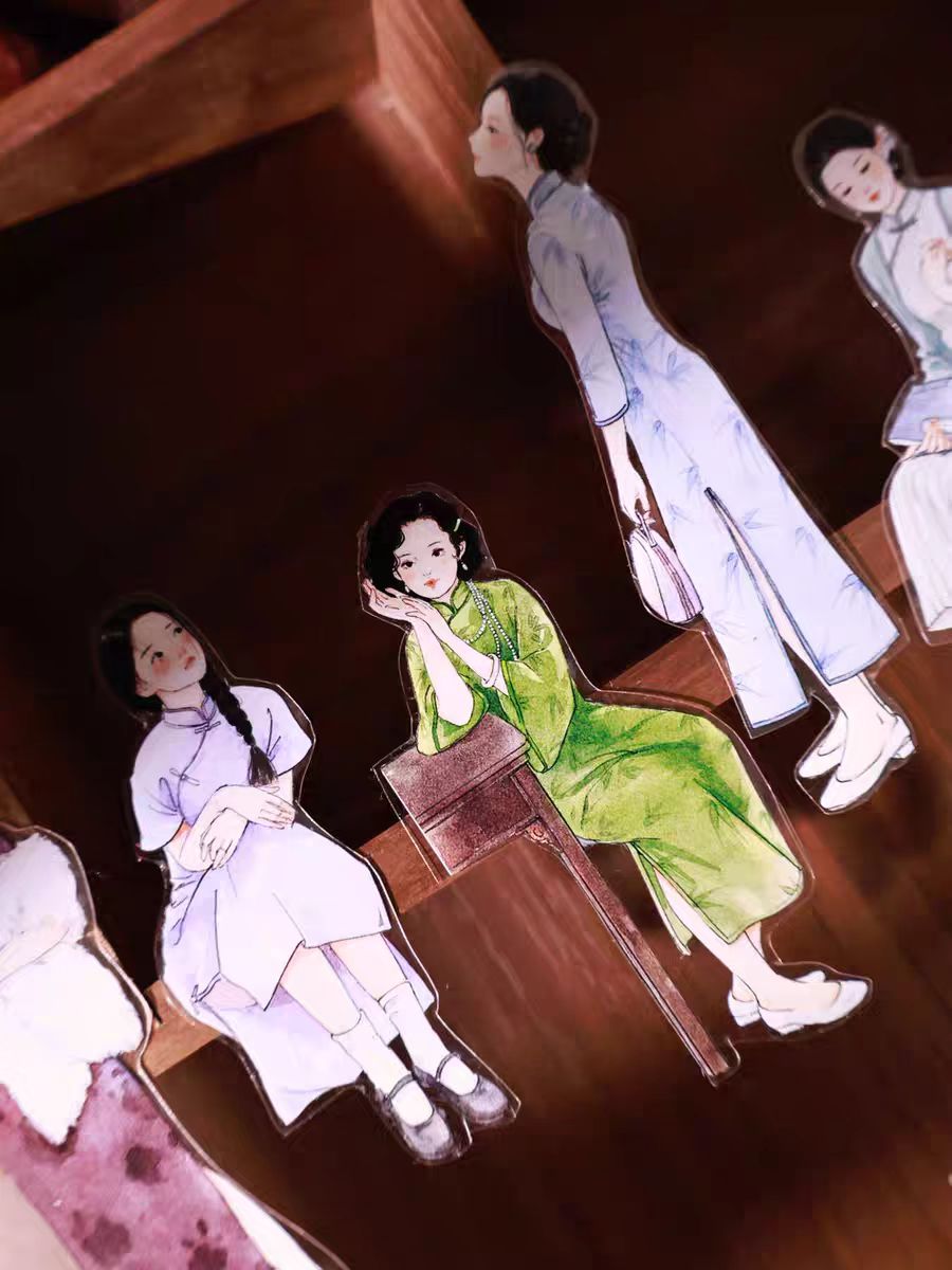 Journal tape (Retro cheongsam girl) Loop:5.5*120cm  6m/roll