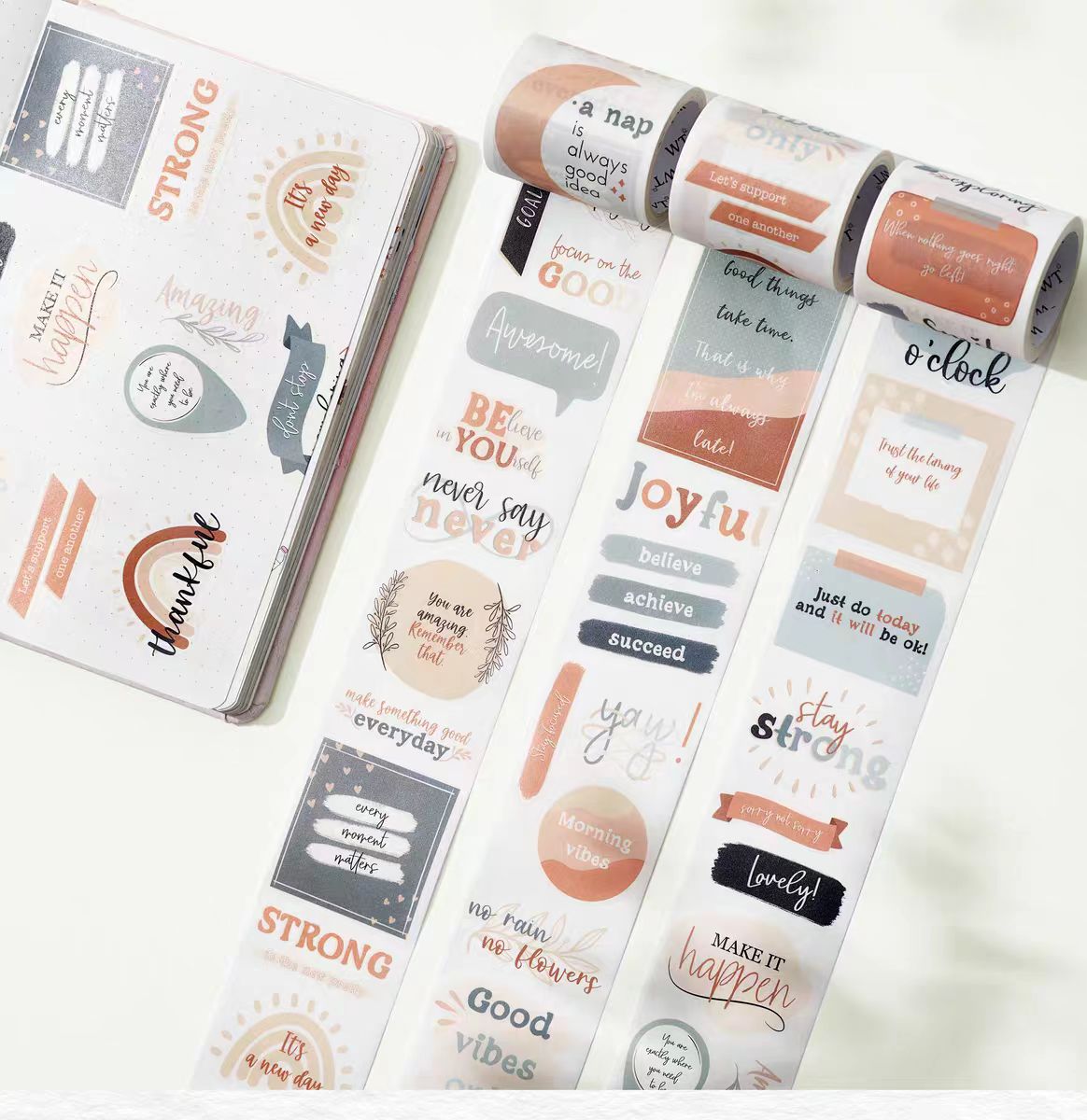 Journal pre-cut washi tape set (3 rolls) 5cm*5m/roll