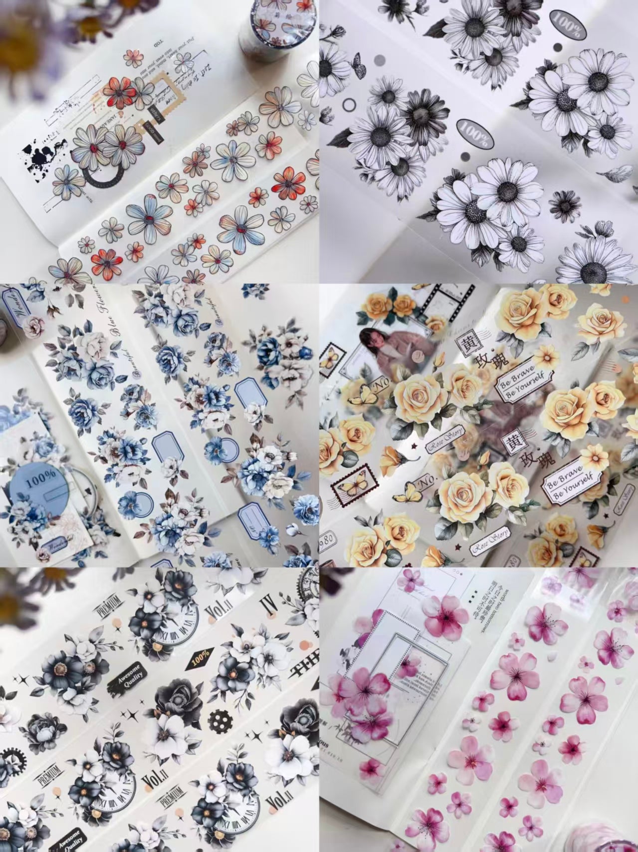 Journal flower PET tape (3m/roll)