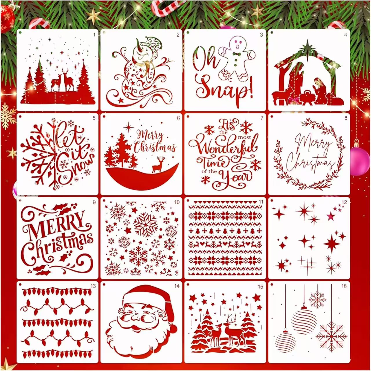 Scrapbook plastic stencils sets (Christmas)