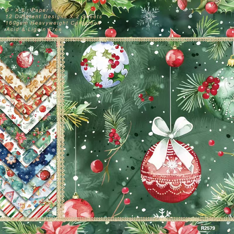 6 inch Journal paper packs (Christmas) 24 sheets/pack