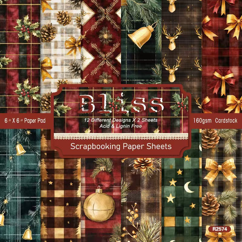 6 inch Journal paper packs (Christmas) 24 sheets/pack
