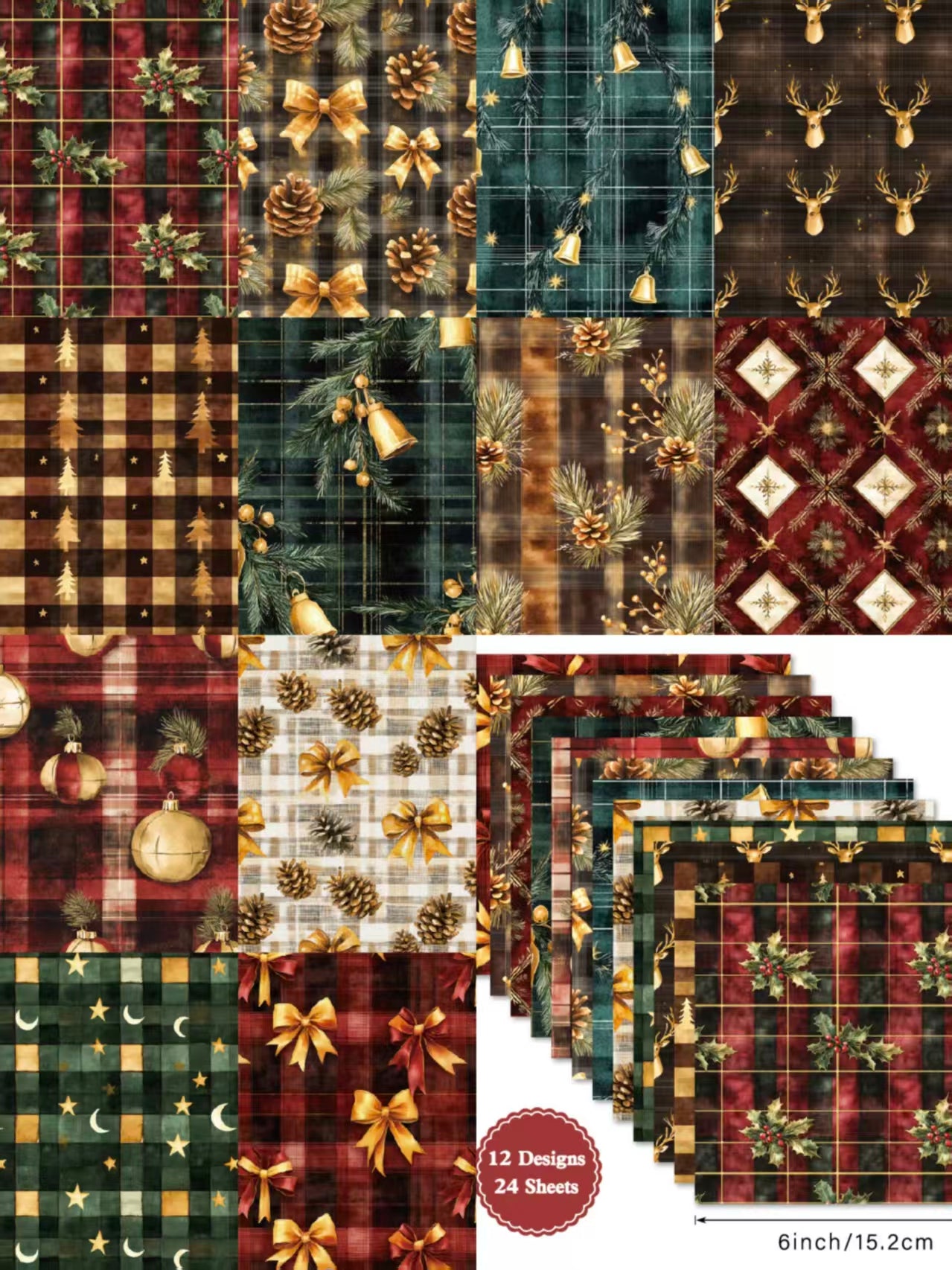 6 inch Journal paper packs (Christmas) 24 sheets/pack