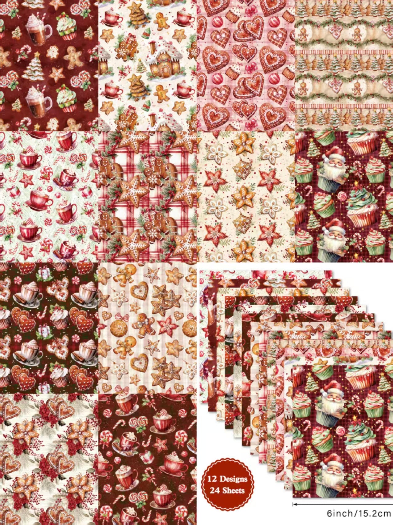 6 inch Journal paper packs (Christmas) 24 sheets/pack