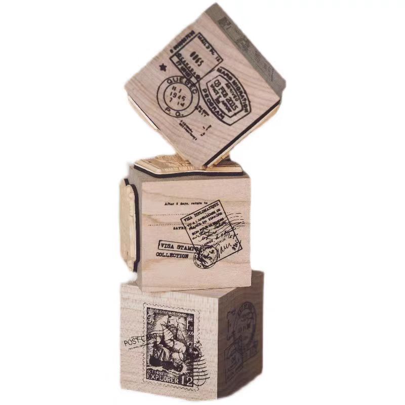 Wooden stamps (Three sides are usable) 4.5*4.5*4.5cm