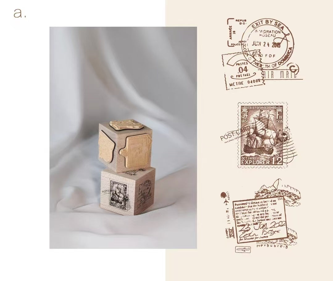 Wooden stamps (Three sides are usable) 4.5*4.5*4.5cm