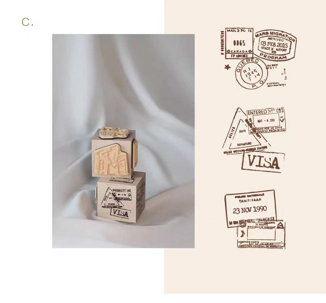Wooden stamps (Three sides are usable) 4.5*4.5*4.5cm