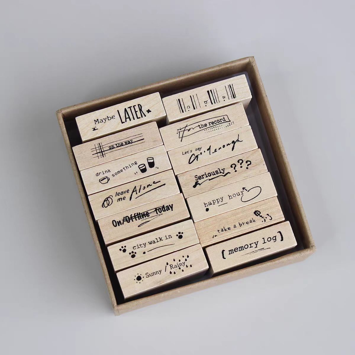 Wooden stamp set (14pcs/set) 3.5cm*1cm