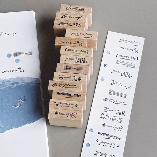 Wooden stamp set (14pcs/set) 3.5cm*1cm