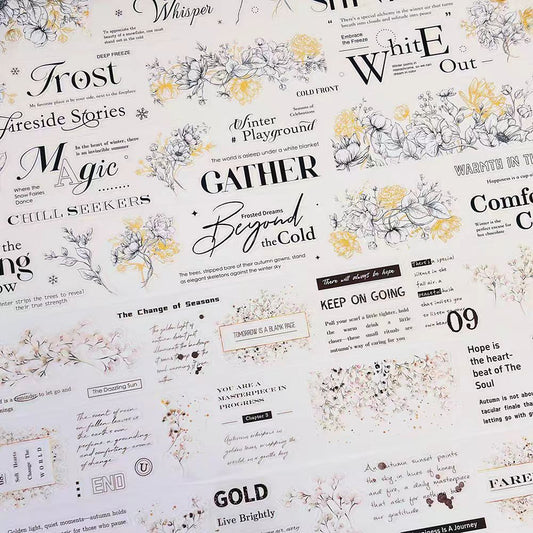 Journal Pre-cut Flowers and Fonts PET Tape (5cm*6m/roll)