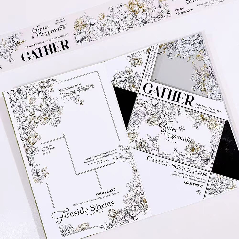 Journal Pre-cut Flowers and Fonts PET Tape (5cm*6m/roll)