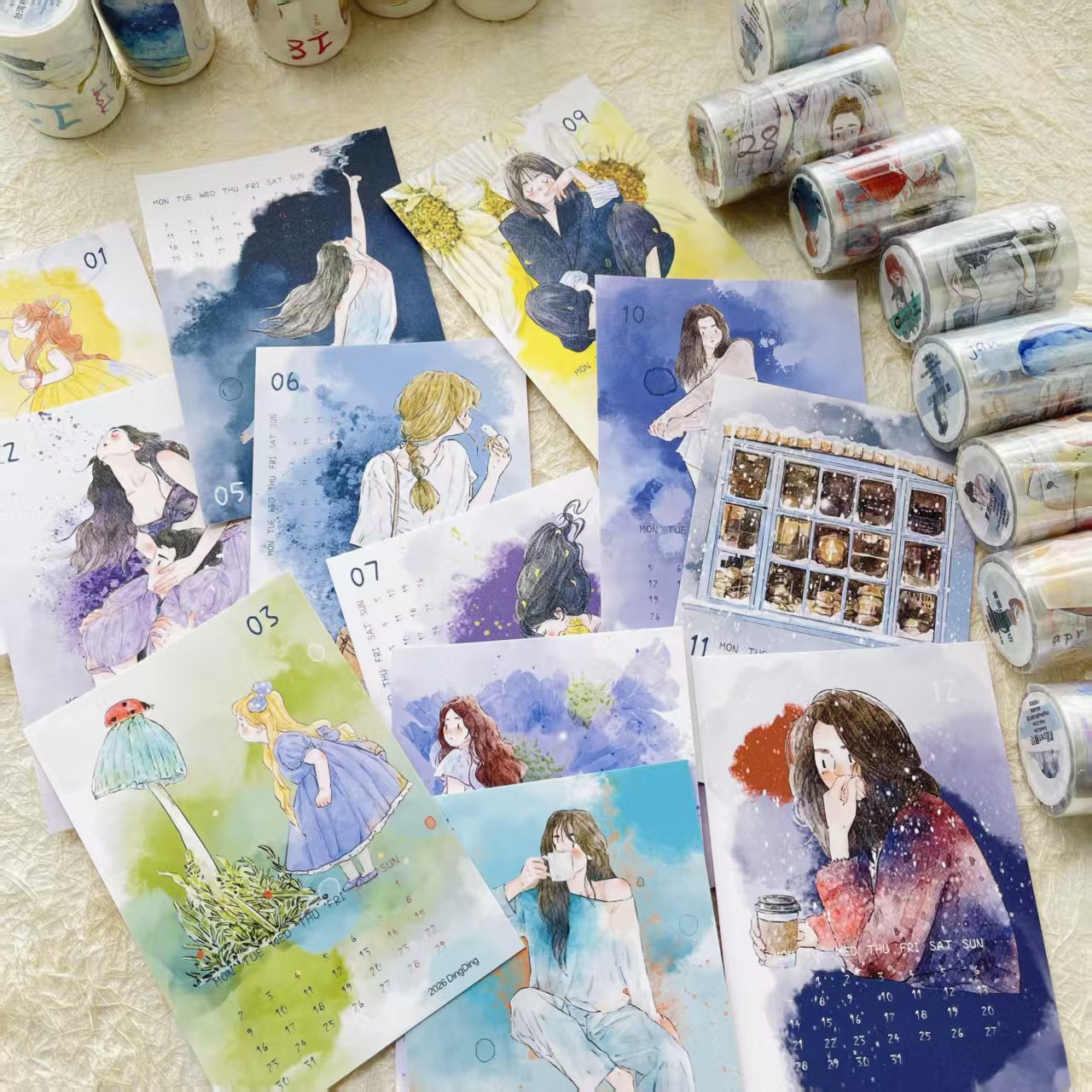 Journal tape (365-day calendar pre-cut tape set）8 rolls/set