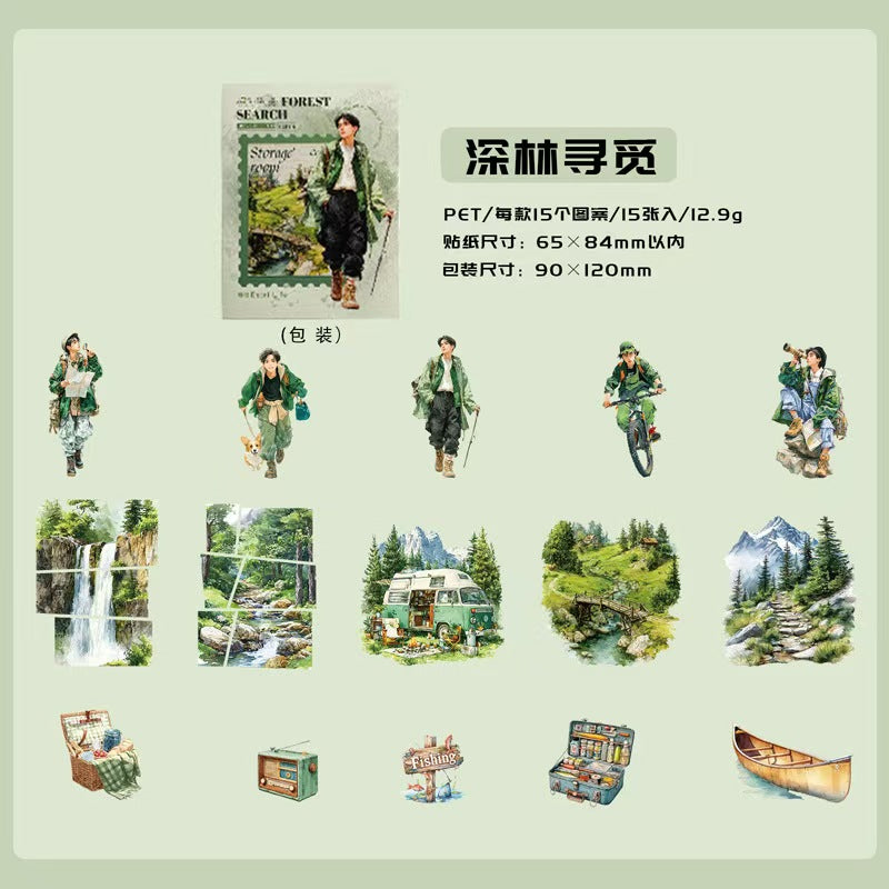 Journal PET sticker packs (Outdoor sports theme) 15pcs/pack