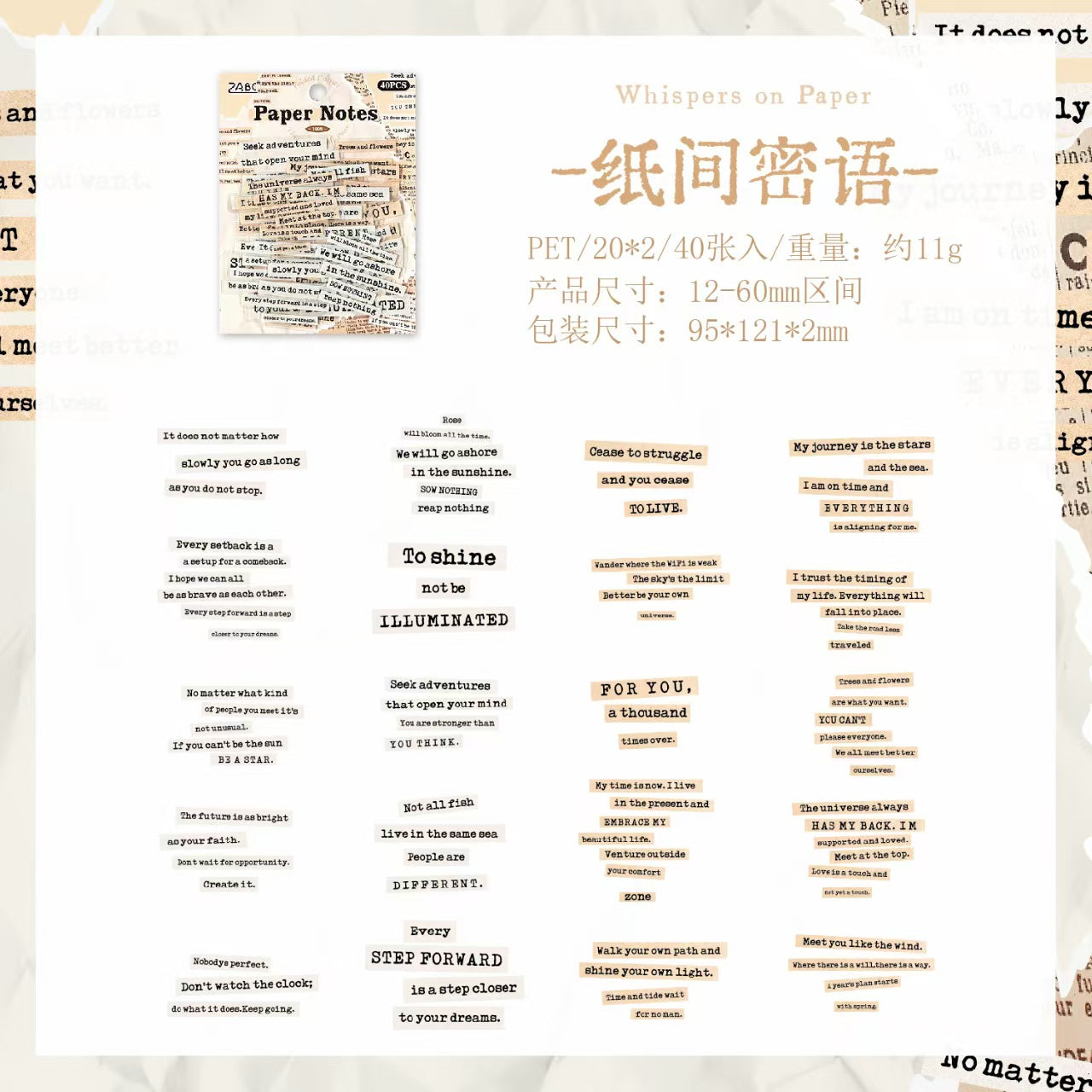 Journal PET sticker packs (40pcs/pack)