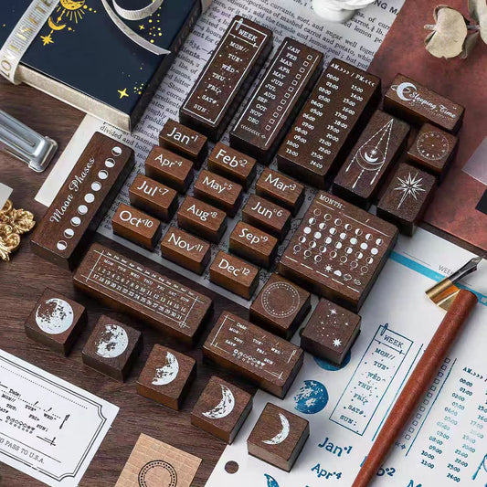 Wooden stamp (Time) 30pcs/box