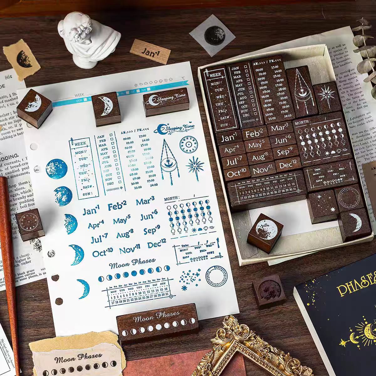 Wooden stamp (Time) 30pcs/box